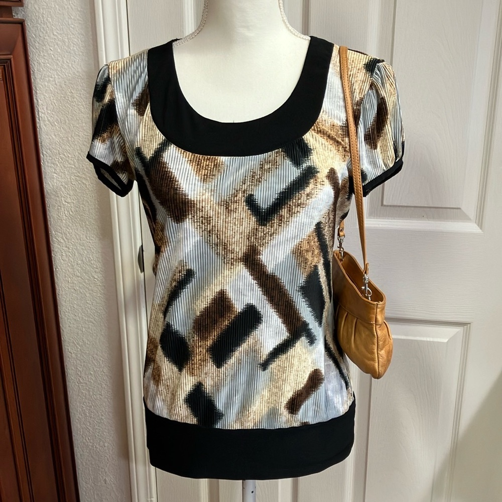 Y2k Brittany Black Abstract Patterned Women's Top blouse Size:M/P